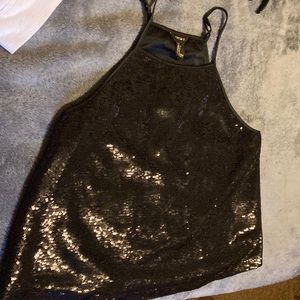 Black sequined tank top